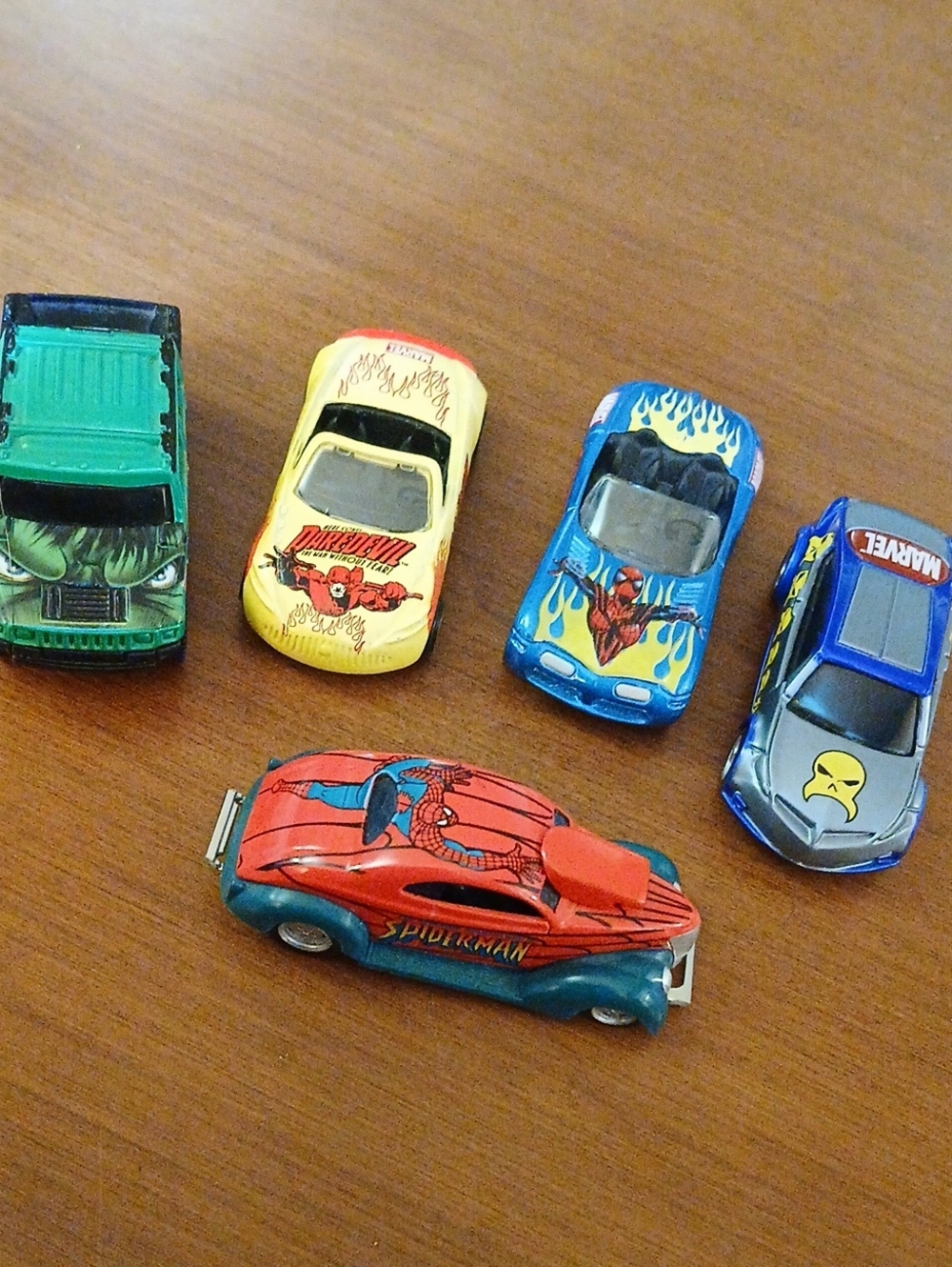 Lot Of 5 Marvel Inspired Cars Spiderman, Daredevil, Hulk